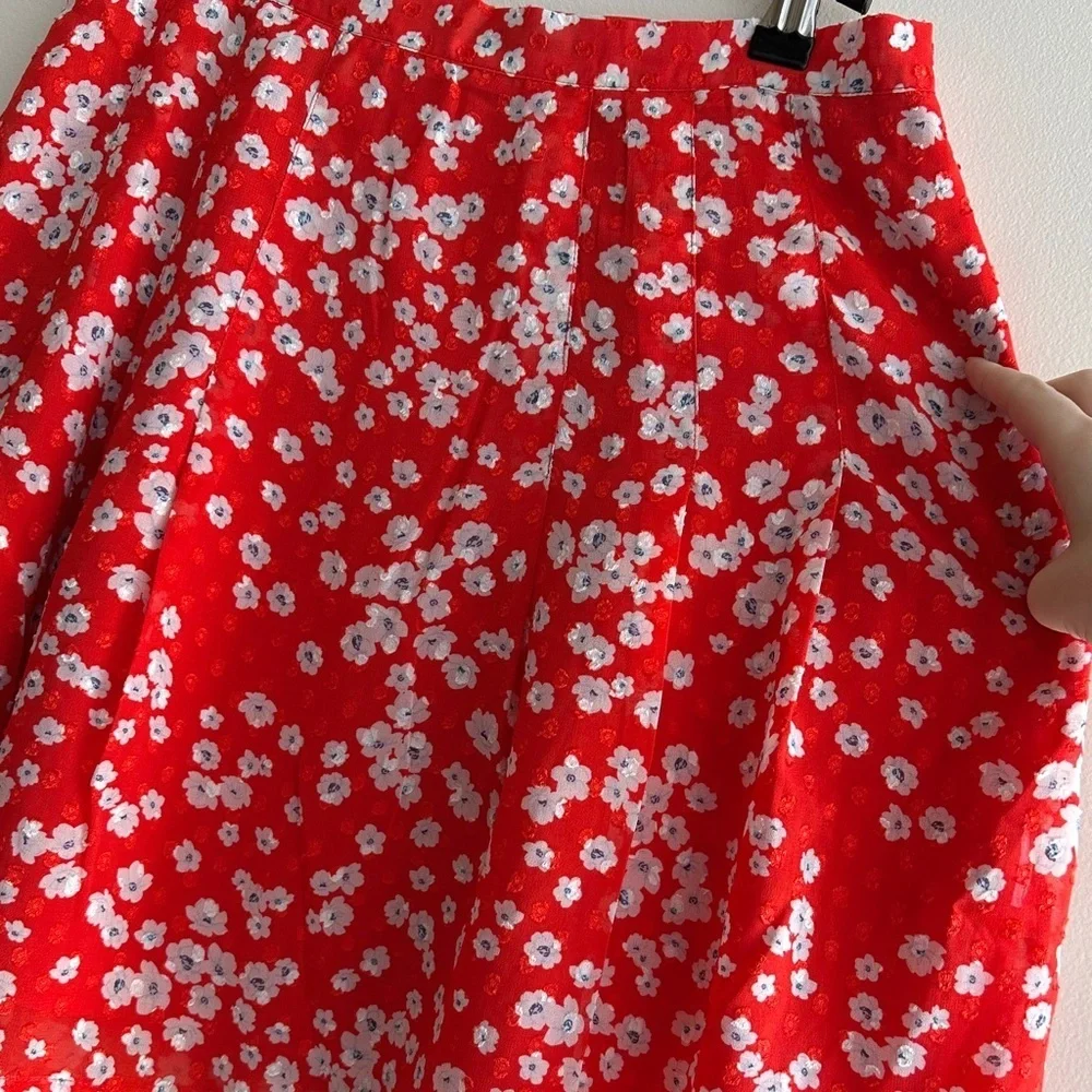 Banana Republic Floral Mini Skater Skirt, Red/White, Size 4, NWT